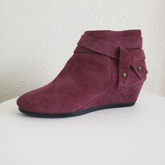 Nine West Shoes - #Nine West Lina Women Burgundy Suede Wedges Booties